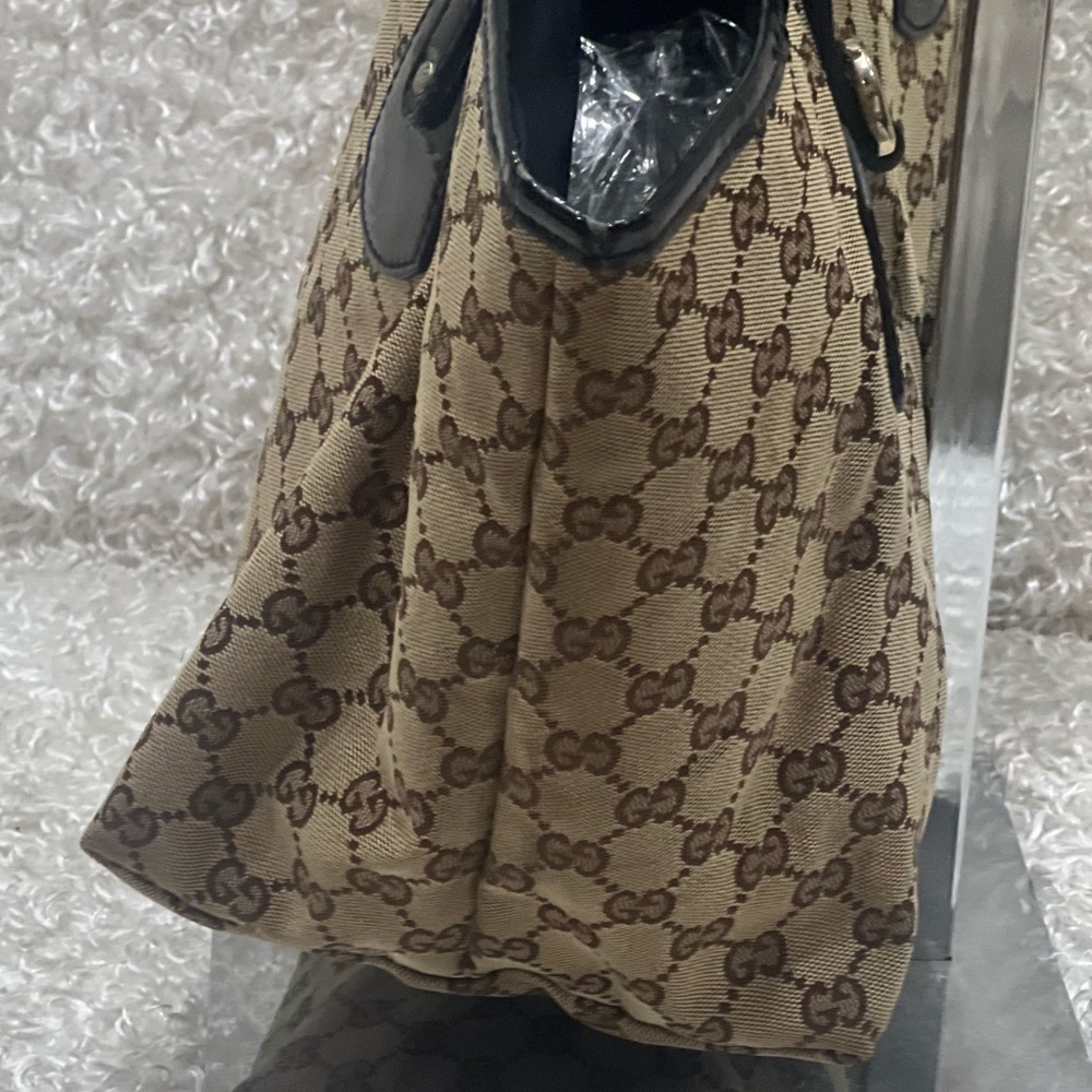 Gucci Beige GG Canvas and Patent Leather Medium Jolie Tote - Picture 4 of 15